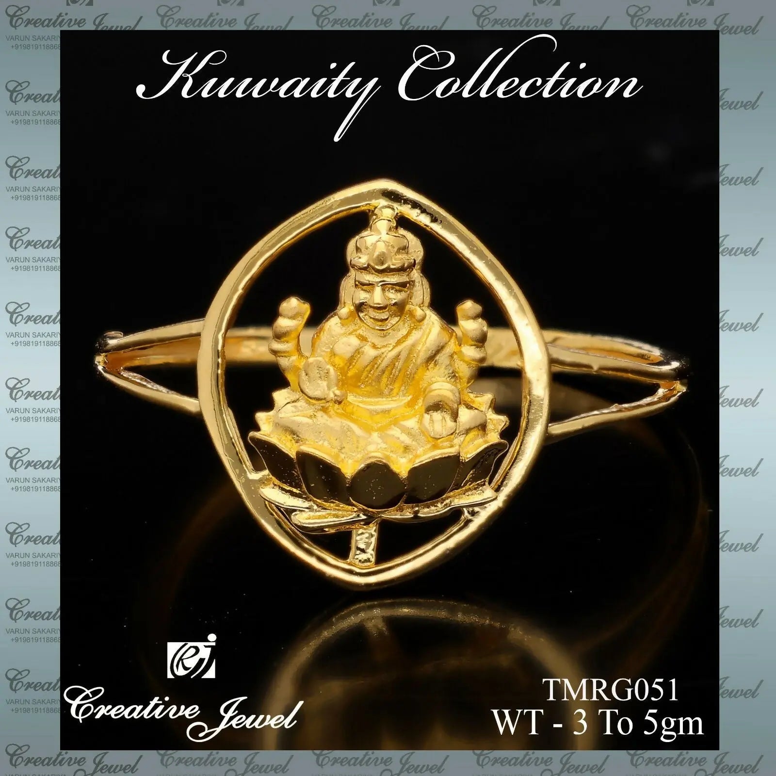 22K Antique Goddess Lakshmi Gold Ring - Vachya Jewels